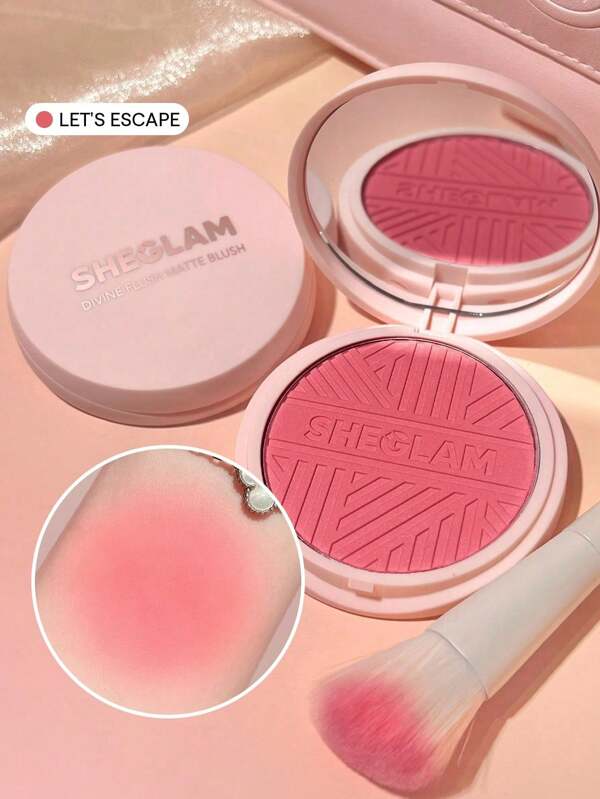 SHEGLAM Fard De Obraz Divine Flush Fard De Obraz Mat-Let'S Escape Blush Pudră Foarte Pigmentată, FăRă Decolorare, De Lungă Durată, StrăLucitoare, UșOară, Fard De Obraz Natural Machiaj Pentru Față Fard De Obraz Pentru Petrecerea De CrăCiun De Absolvire Zi De NașTere Vacanță Vară Toamnă Y2K Elegant Modă Femei Machiaj Cosmetice Petrecere Plajă CăLăTorie Camping ÎN Aer Liber ȘCoală Campus Excursie Festivaluri Decor Cadou Cadou Trandafir Fată Cosplay Cel Mai Bun Culoare Farmec Atmosferă