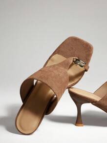 SHUZIA 女士趾环粗带丁字高跟凉鞋