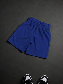 PAVTROS Manfinity Streetrush 2pcs Men's Casual Loose Waistband Print Drawstring Summer Shorts - Royal Blue - View 7