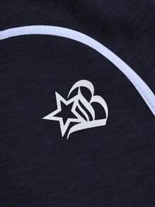 PAVTROS 印花抽绳腰宽松休闲男士短裤，夏季 - 藏蓝色 - 查看 2