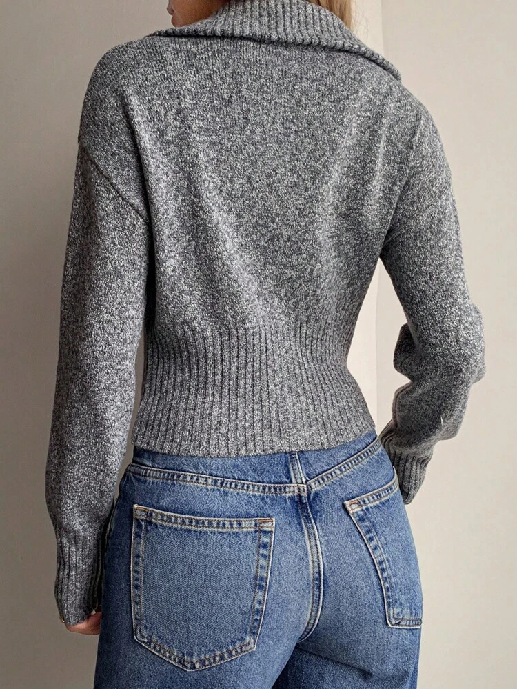 Women's Letter Print Zip-Up Casual Long Sleeve Ribbed Collar Cardigan Fall/Winter