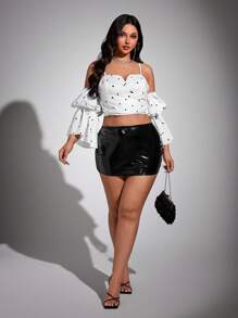 Viva Relle Plus Size Sexy Vacation Off The Shoulder Backless Going Out Tops - White - View 2
