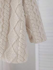 SHEIN 女婴蓬松连帽拉链长袖夹克，秋冬 - 駝色 - 查看 6