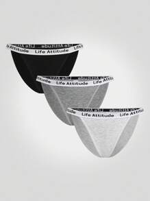 SHEIN 3件装女式休闲运动低腰三角裤 - 彩色 - 查看 3