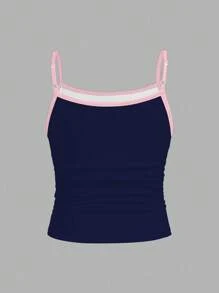 Young Girl Fitted Casual 23 Letter Print Sports Cami Top, Summer Clothes - Multicolor - View 2