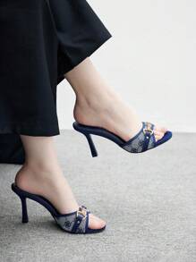 CUCCOO BIZCHIC Giày cao gót thời trang và thanh lịch cho nữ mùa hè - Màu xanh lam - Xem 2