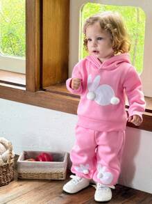 SHEIN Baby Girl 0-3 Years Baby Girl Casual Daily Bow Knit Camisole Tank Top + Shorts 2pcs Set, Spring Summer Outfit - Pink - View 3