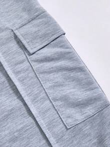 SHEIN Explorewe 1pc Boys Casual Cargo Style Relaxed Fit Sweatpants, Elastic Waist, Side Pockets, Regular Thickness, Light Gray, Everyday Wear, Summer Loose Pants Grey Pants Fall Winter - Light Grey - View 7