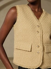 Chiquease Women's Short Tassel Knitted High-End Sleeveless Tweed Vest Jacket - Multicolor - View 2