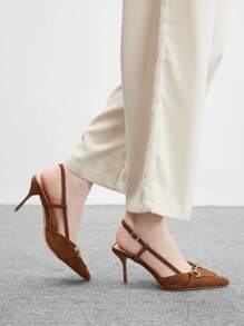 CUCCOO BIZCHIC Women's Sexy Fashionable Stiletto Heel Backless Pumps - Brown - View 6