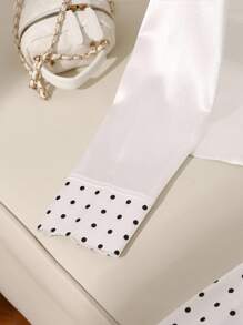 2pcs Set Elegant Commuter Polka Dot Print Shirt & Slip Dress Fall Cloth For Women