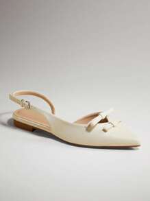 SHUZIA Bombas de tacón bajo de punta estrecha y correa posterior clásica para mujer - Chantilly - Ver 4