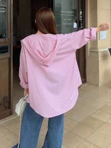 DAZY Women's Sweet & Casual Korean Style Striped Long Sleeve Blouse Fall,Winter - Pink - View 2