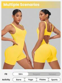 Slayform Women's Fitness Workout Jumpsuit, Dance Leotard Slim Fit Stylish Yoga Suit