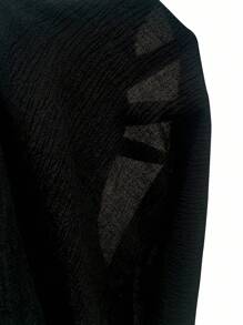 SHEIN LUNE Áo sơ mi thời trang tối giản không tay màu trơn cỡ lớn, phù hợp cho mùa hè - màu đen - Xem 5