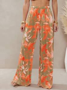 L'Amorae 花卉印花褶皱阔腿裤夏日假期 - 彩色 - 查看 4