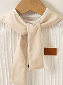 Souflis Souflis 秋季新款男宝宝绅士套装3件套：波浪纹理面料立领衬衫、直筒裤和围巾，休闲时尚 - 白色 - 查看 6