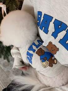 1pc Pet Dog/Cat Clothes, Cute Bear Design, Made Of Spun Rayon, Suitable For Small And Medium Breed Dogs - Multicolor - View 11