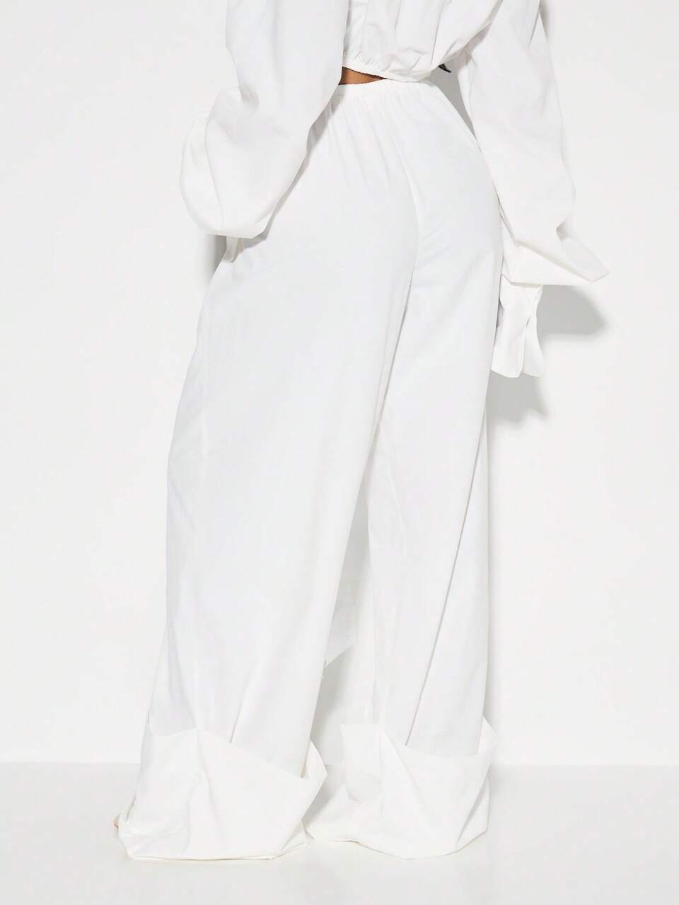 KIZN Wide Leg Cargo Pants With Drawstring And Turn Up Hem