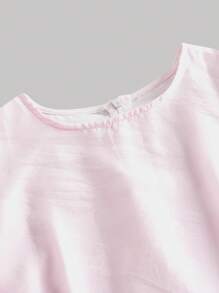SHEIN MOD 女士泡泡袖粉色欧根纱连衣裙 - 深灰色 - 查看 3