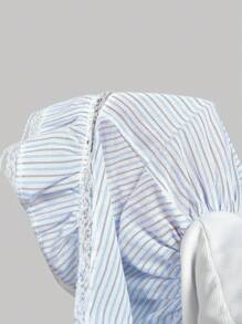 SHEIN MOD Women's White Striped Ruffle Bandeau, Can Be Used As A Skirt Overlay