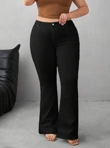 EURMUSE QUẦN JEAN CỠ CAO XÒE TRẮNG ĐÀN HỒI CỠ LỚN - màu đen - Xem 4