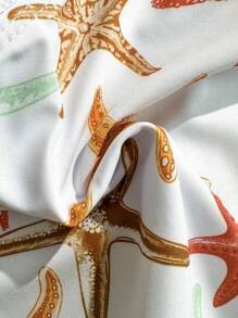 青少年女孩比基尼套装 - 海星印花，针织面料，2 件泳衣套装，时尚休闲优雅泳装，适合游泳、度假、夏季 - 粉色 - 查看 5