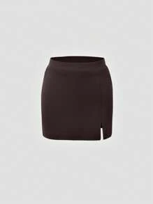 SHEIN BAE 2 chiếc/bộ váy chữ A lưng thun màu trơn thường ngày mùa hè cho nữ - Nhiều màu - Xem 5