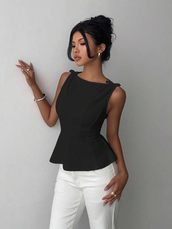 Aloruh Women's Elegant Sleeveless Casual Shirt