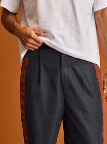 Musero Pantaloni plisați cu dungi și picioare drepte pentru bărbați, primăvară-vară, vacanță - Multicolor - Vizualizare 5