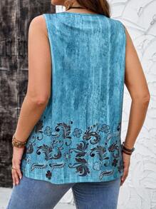 EMERY ROSE Débardeur bohème imprimé pour femmes grandes tailles, top d'été bleu décontracté, top d'été boho, top d'été décontracté, concert country, femmes country, femmes automne, hauts de sortie - Multicolore - Voir 3
