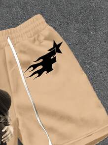 Manfinity ZONE917 Loose Fit Hip Hop Balaclava With Portrait & Money Graphic All Over Print Knit Shorts For Couples - Multicolor - View 3