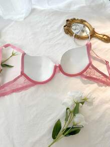 女士拼色蕾丝拼接吊带背心文胸蕾丝文胸可爱文胸，卡哇伊