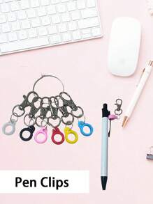 1/3/5/10个装，彩色笔夹，硅胶手柄，金属龙虾扣，适用于护士证卷轴和挂绳，可搭配笔、记号笔、荧光笔等，返校季必备 - 隨機顏色 - 查看 7
