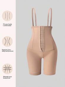 SHEIN Pantalones de mujer con control de estómago de alta elasticidad con cierre de botón delantero