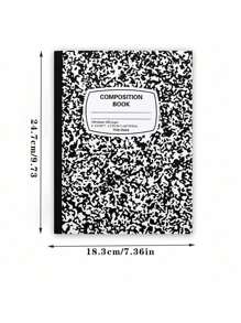 SHEIN 1pc Black Floral Pattern Hard Cover Notebook, Thick Paper, Lined, Suitable For Students And Office Workers Back To School - Black - View 4