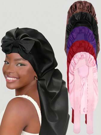 Seiden-Haube zum Schlafen, Satin-Haarbonnets, Haube mit weichem Elastikband, Seiden-Haarwickel für lockiges Haar