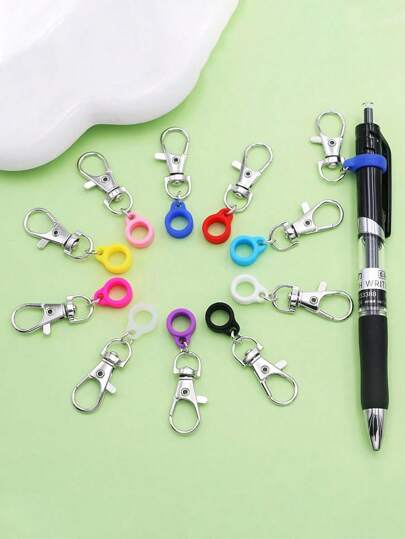 1/3/5/10 件，彩色笔筒夹，硅胶手柄，金属龙虾扣，用于护士徽章卷轴和挂绳，返校