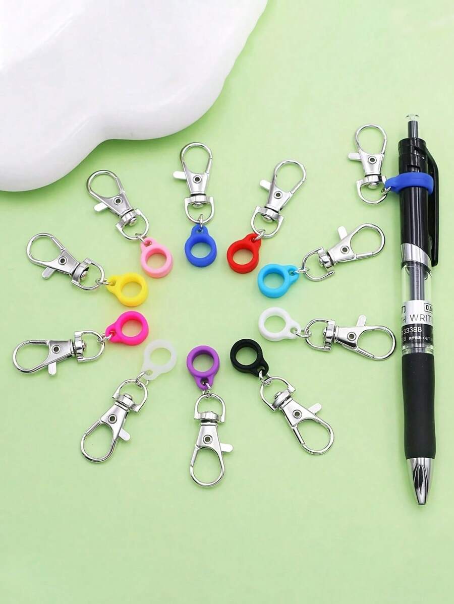 1/3/5/10个装，彩色笔夹，硅胶手柄，金属龙虾扣，适用于护士证卷轴和挂绳，可搭配笔、记号笔、荧光笔等，返校季必备 - 隨機顏色 - 查看 1