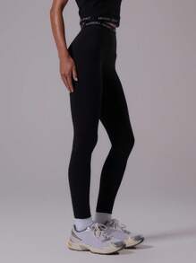 Musera Sport Letter Graphic Seamless Sculpt Fitted Sports Leggings Active Gym Workout Summer Padel Club