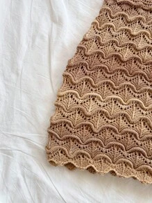 Soleia 性感细肩带 V 领镂空金属海星装饰女士紧身毛衣裙，波西米亚风，波西米亚风，浪漫花卉，度假风，花卉 - 棕色 - 查看 5