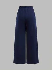 SHEIN Set de cămașă, maiou și pantaloni cu mânecă rulată, lejeră, simplă și confortabilă, pentru fete adolescente