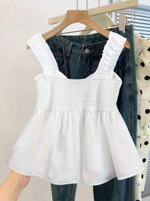 EMERY ROSE 大码女式蝴蝶结吊带背心，带垂坠细节 - 白色 - 查看 2