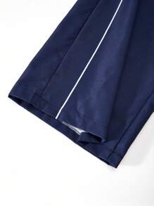 SHEIN ChillGRL 2件套女童海军蓝数字印花长袖上衣和阔腿裤休闲装 - 藍色 - 查看 5