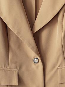 GlowEve CURVE Conjunto de blazer y falda A de encaje para mujer de talla grande, de negocios y uso diario, con cuello pico y cinturón