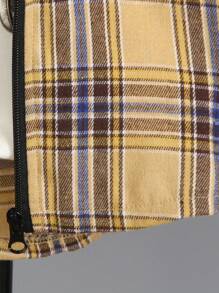 Young Boys Plaid Hooded Zip-Up Jacket, Casual Versatile Style, Suitable For Outdoor & School Wear, Fit For Spring/Autumn Back To School Season - Multicolor - View 5