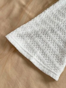 Soleia Women's Vacation White Knit Textured Camisole Jumpsuit With Front Hollow And Metal Starfish Decor, Fitted, For Party, Date, Afternoon Tea, Bohemian, Boho, Romantic Floral, Vacation, Floral White Playsuit Long Sleeve Playsuit - White - View 7