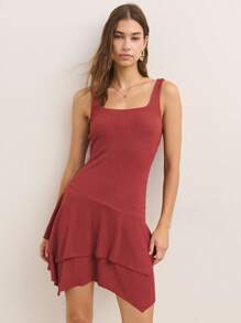 Nöista 斜腰剪裁双层迷你连衣裙。 - 紅色 - 查看 5