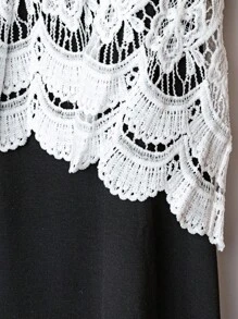 SHEIN Clasi Plus Size Women's Spring/Summer Knitted Lace Patchwork Round Neck Drop Shoulder Short Sleeve Loose Casual Fashion Elegant Chic T-Shirt For Daily Wear & Vacation Summer Women Clothes  Curve Plus   Vacation Women Clothes   Shein Curve