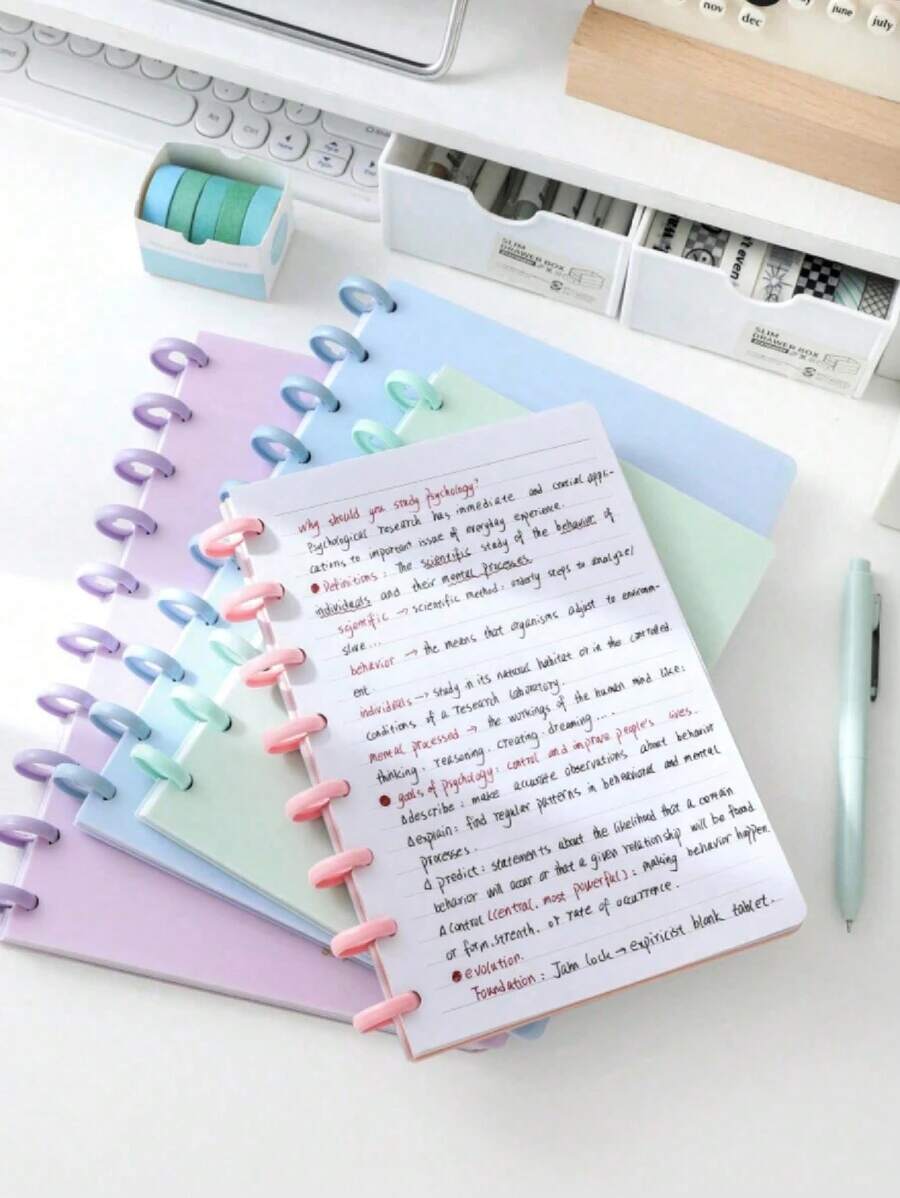 SHEIN 1pc Multipurpose 80 Pages 1 Mushroom Hole Loose-Leaf Notebook Two Different Sizes B5/A5 - Perfect For Sketching, Notes And Planning | Ideal Office And School Stationery Essentials Ruled Paper Notebook For Students And Professionals Back To School